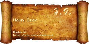 Hohn Izor névjegykártya